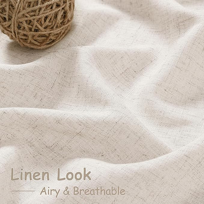 Beige Cafe Curtains 24 Inch Length Linen Blend Privacy Cortinas para Cocina - Image 4