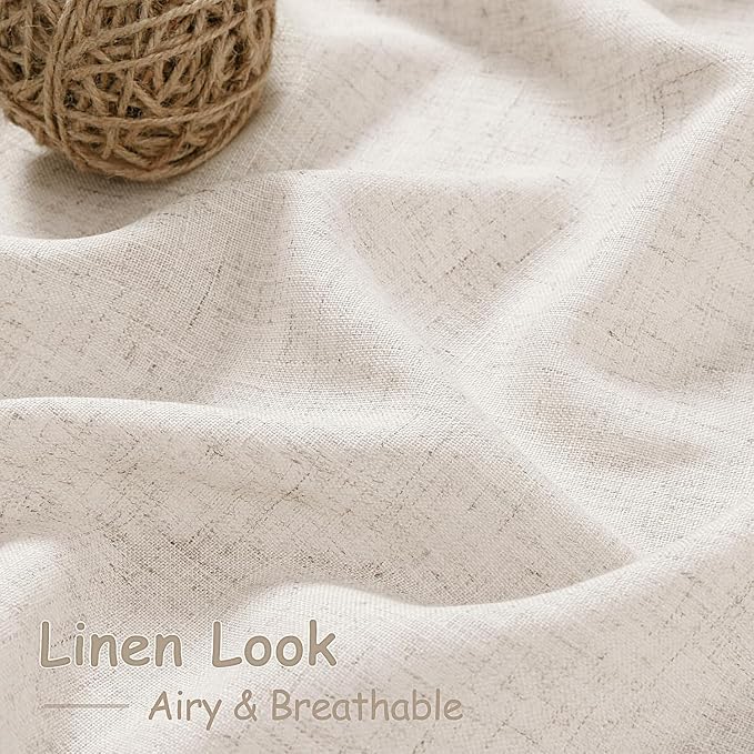 Beige Linen Curtains for Kitchen Windows Over Sink Farmhouse Short Semi Sheer - Image 4