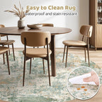 LOONGRUG Round Rug 5x5 Washable Neutral Modern Circle Area Rugs Green | - Image 5