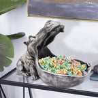 aboxoo Hippo Statue Home Resin Hippopotamus Figurine Fun Candy Dish,Key Bowl,Big Mouth Sculpture Table Art Decoration Sundries Container Storage Boxes (Grey)