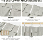 Joydeco Greyish White Pinch Pleated Thick Linen Curtains 96 Inch Long 2 Panel - Image 8