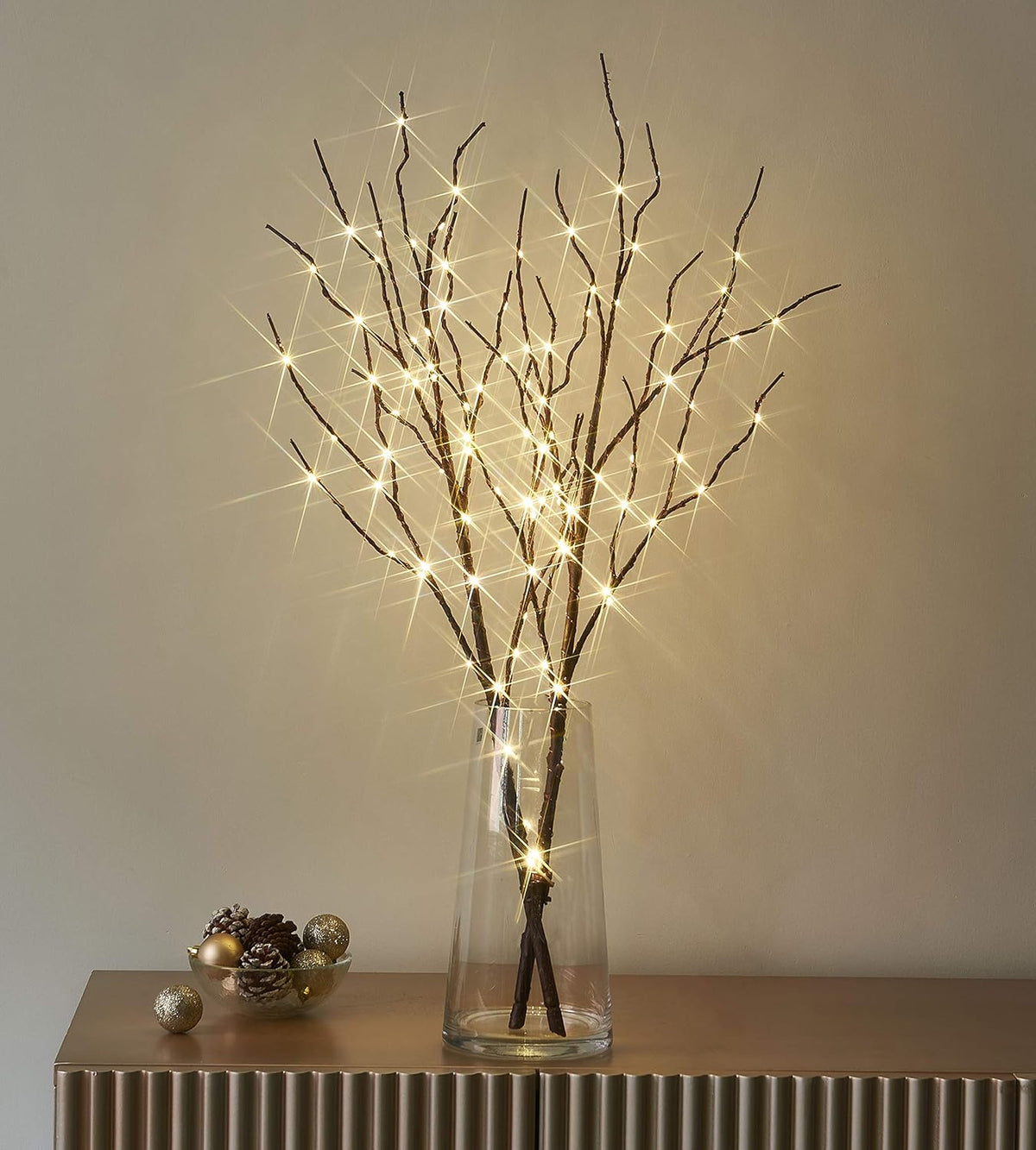 LITBLOOM Lighted Brown Willow Branches 32IN 100 LED with Timer Battery Operated, Tree Branch with Warm White Lights for Holiday Christmas Decoration Indoor Outdoor Use
