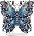 Diamond Painting Kits for Adults Beginners, 5D Full Drill Flowers and Butterfly Crystal Art Desktop Ornament, DIY Single Sided Home Office Desk Decor, Creative Craft Gift Set with Tools