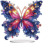 Diamond Painting Kits for Adults Beginners, 5D Full Drill Flowers and Butterfly Crystal Art Desktop Ornament, DIY Single Sided Home Office Desk Decor, Creative Craft Gift Set with Tools