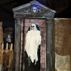 Haunted Hill Farm 6.7-Ft Animatronic Mausoleum by Tekky, Halloween Animatronic, Spooky House Wall Decoration, Creepy Indoor & Covered Outdoor Party Decor Motion-Activated Lights & Sound, LifeSize