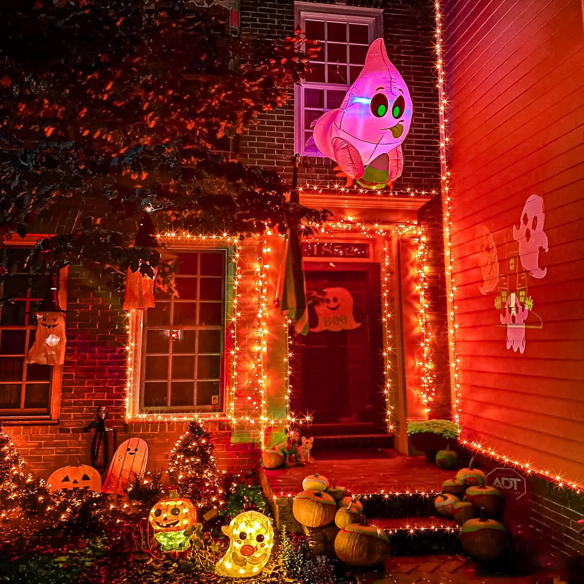 120 LED Orange Halloween Lights, 40 FT Halloween Lights Outdoor Clear Wire with 8 Modes, Plug in Waterproof Orange Fairy String Light for Indoor Christmas Halloween Thanksgiving Decorations