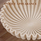 Large Decorative Bowl, Modern Handicraft Bowls for Home Decor, Decorative Fruit Bowl for Kitchen Counter, Ruffle Decor, Stylish Key Bowl for Entry Table, Artificial Stone Beige