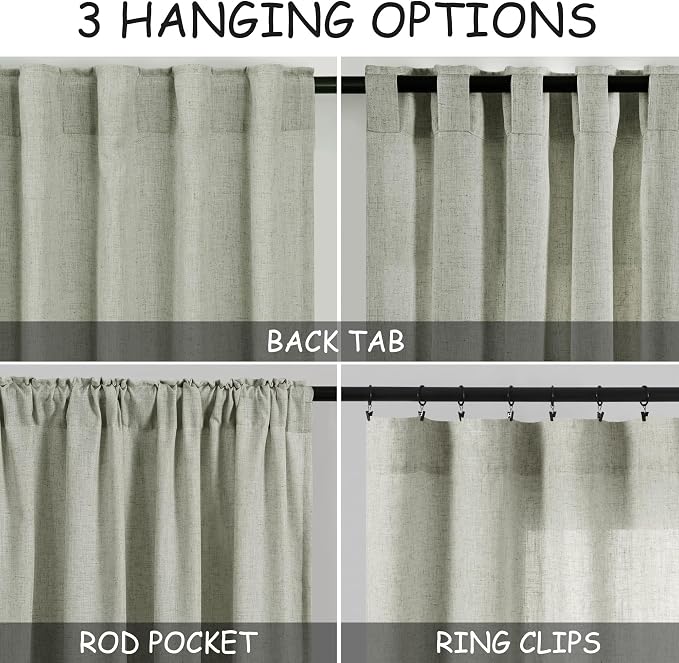Sage Green Curtains 80 Inches Length - Image 3