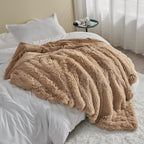 GONAAP Fuzzy Faux Fur Throw Blanket Twin Size Brown Super Soft Cozy Plush Fuzzy Shaggy Blanket for Couch Sofa Bed (Brown, Twin(60"x80"))