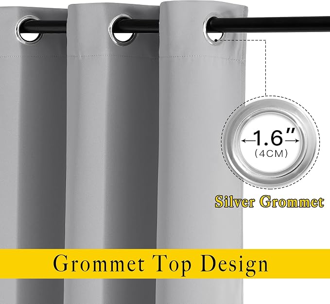 NICETOWN Silver Grey Cafe Curtains 36 inches Long, Grommet Room Darkening - Image 2