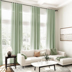 Mist Sage Linen Curtains 102 Inches Long Rod Pocket Back Tab Drapes 2 Panels Set - Image 7