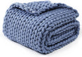 YnM Chunky Throw Blanket, Medium-Weight, Hand Knitted, Skin Friendly, Ventilated and Breathable, Machine Washable, Home Décor Piece for Couch, Sofa and Bed (Cerulean Blue, 50x70 Inch)