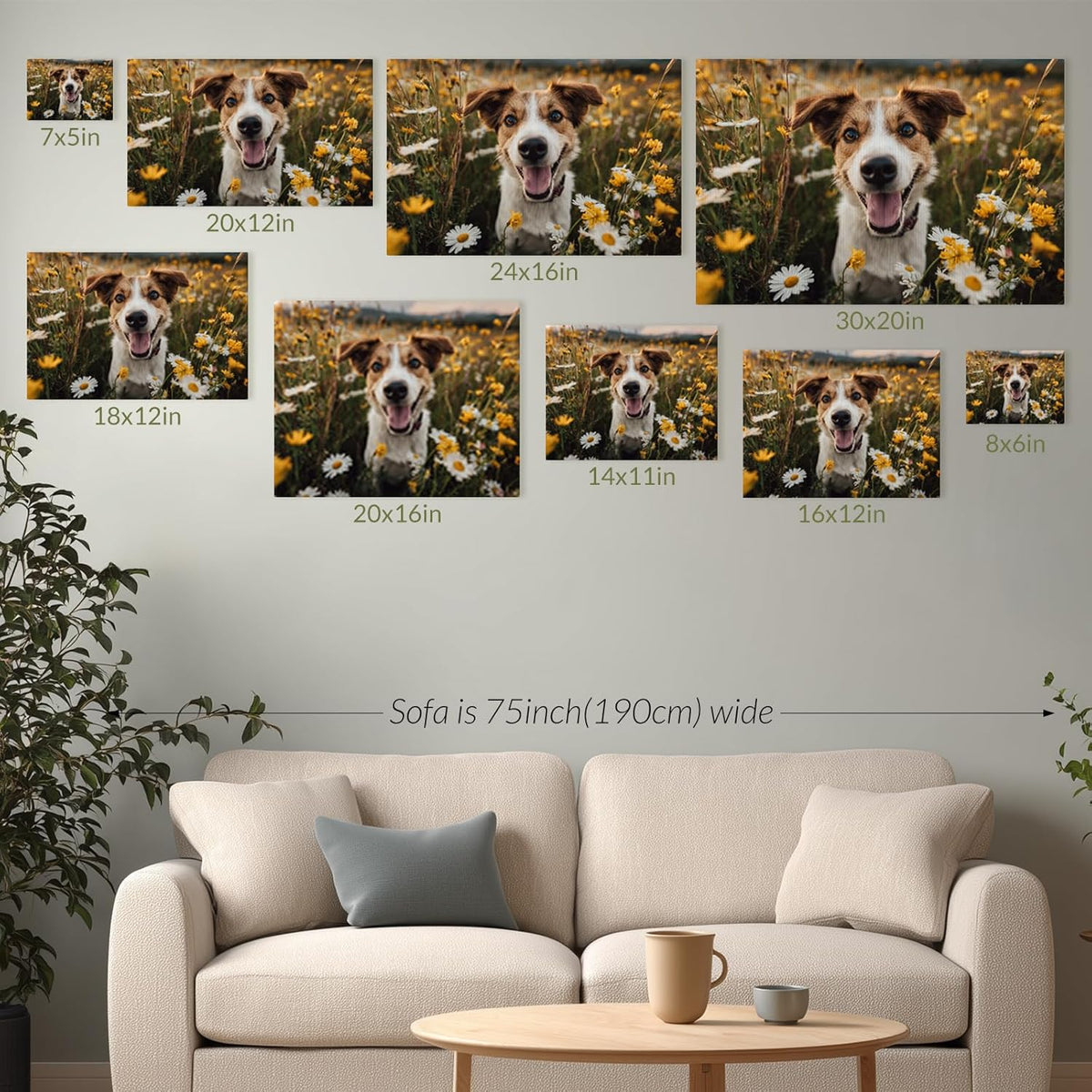 Custom Canvas Wall Art with Photo, Personalized Portrait Frame with Wedding Baby Pet Family Picture, Custom Poster for Living Room Wall, Personalized Picture Gifts for Anniversary Multiple Sizes