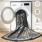 PLHXFR 2x3 Small Entryway Rug: Floral Washable Indoor Carpet Dark Black | - Image 6