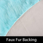 Latepis Large Faux Fur Rug Light Blue Round Rug s6.7ft Circle Fuzzy Plush Rugs - Image 4