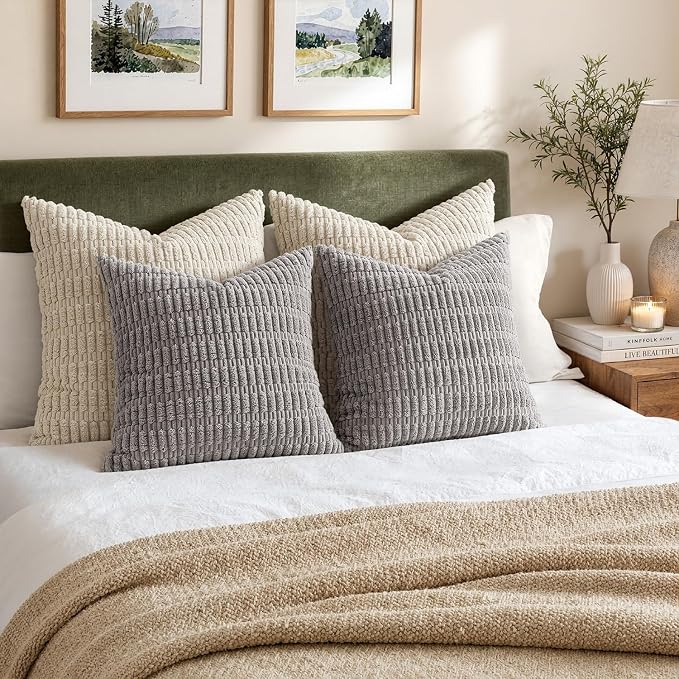 MIULEE Euro Sham Decorative Throw Pillow Covers 26x26 Light Grey Pack of 2 | - Image 2