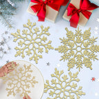 12pcs Large Christmas Snowflakes Decorations, 12" Big Plastic Glitter Gold Snowflake Ornaments for Winter Indoor Outdoor Christmas Tree Holiday Window Room Decor Craft Snowflakes