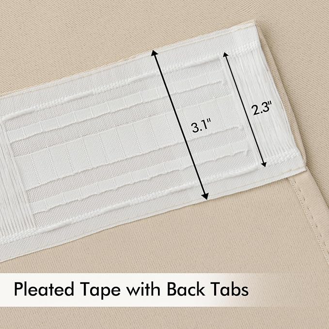 MIULEE Cream Beige Back Tab Blackout Curtains 52x92 Inch Long 2 Panels Set | - Image 4