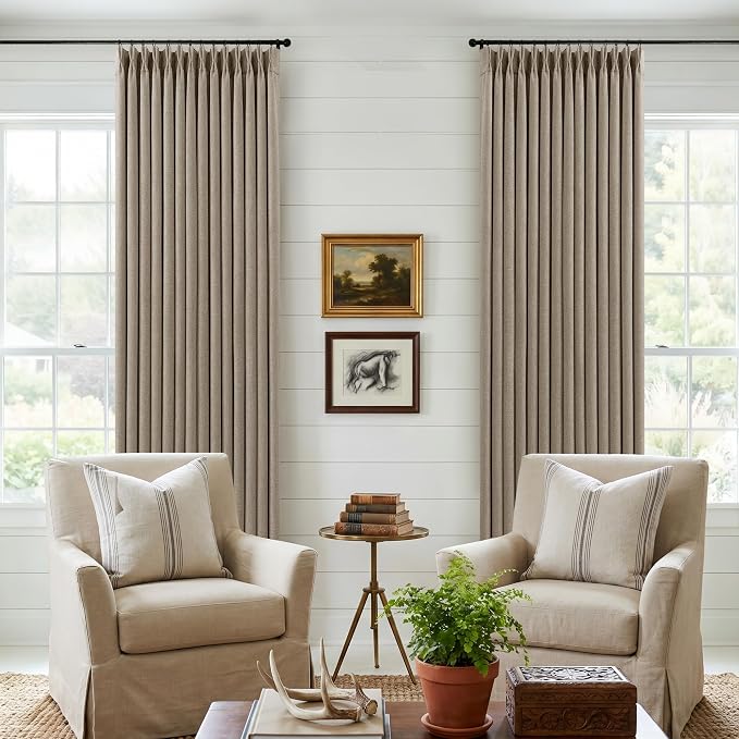 Pleated Linen Blackout Curtains 112 Inches Long - Image 8