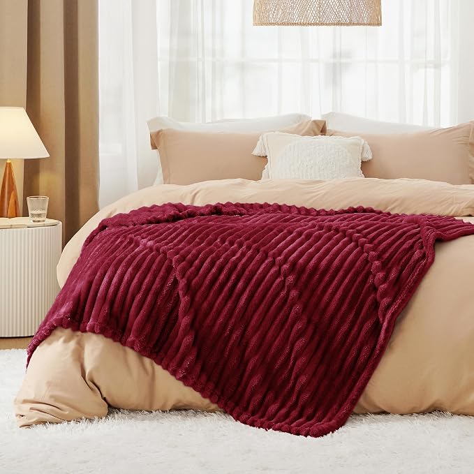 Bedsure Soft Throw Blanket for Couch Decor Gifts Deep Red 50"x70" | Birthday - Image 7