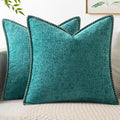 MIULEE Decorative Couch Throw Pillow Covers 16x16 Inch Teal 2 Pack | Farmhouse by MIULEE