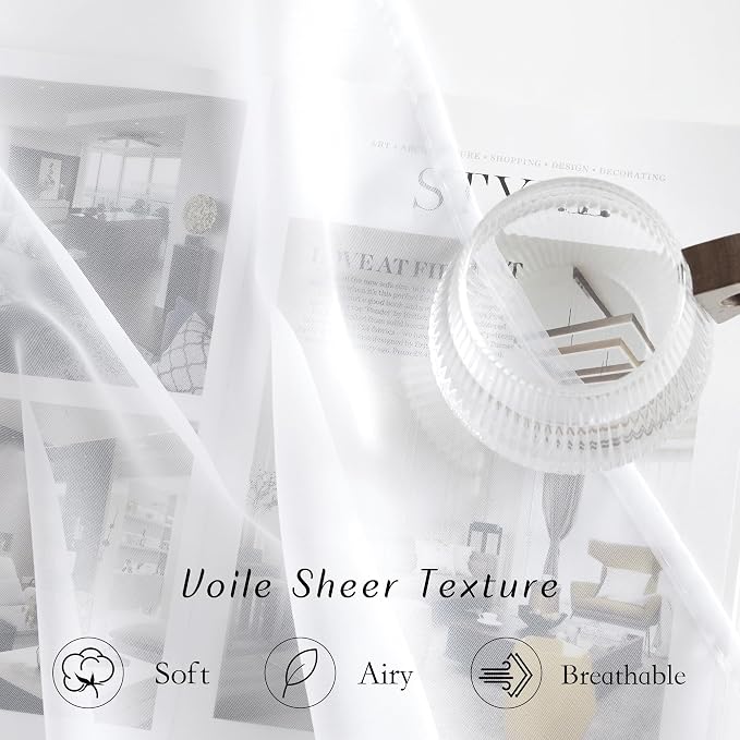 NICETOWN White Sheer Curtains 80 inches Long - Image 4