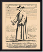 Poster Master Vintage Medieval Poster - Retro Illustration Print - Gift for Friend - Plague Doctor, Pandemic Mask, Physician, Black Death - Wall Decor for Home, Living Room, 8x10 Black Framed