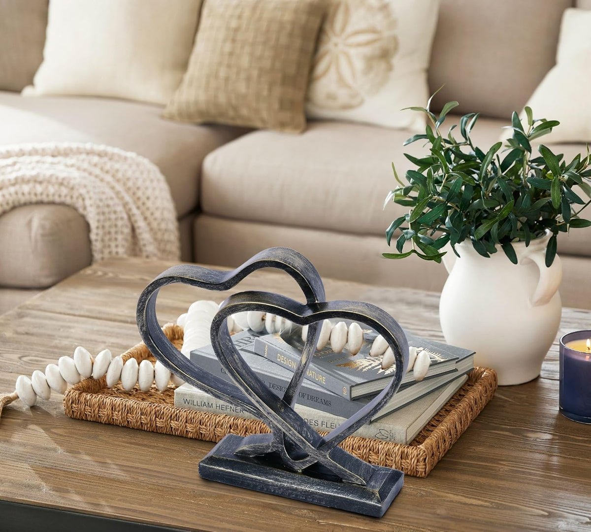 Heart Sculpture for Living Room Decor Heart Decoration Gift for Her and Him Love Wedding Anniversary Couples Gift Modern Heart Statue for Home Coffee Table Dining Table Centerpiece Birthday Gift