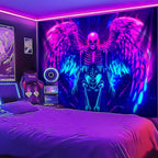 Blacklight Tapestry,WingTapestry Glow In The Dark,UV Reactive Black Light Upright Posters Wall Hanging for Bedroom Dorm Living Room Backdrop Decor (wing13, 90L" x 70W")