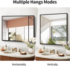 Black Bathroom Mirror for Wall, 30x48 Inch Rectangle Mirrors with Metal Frame, Modern Vanity Wall Mirror Decor for Bathroom Living Room, Entryway Hangs Horizontal or Vertical