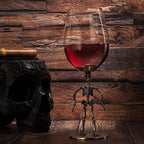 Stemmed Skeleton Wine Glass Set of 2 | 12oz Gothic Wine Goblets 10" Tall | Halloween Skeleton Decor Drinkware, Spooky Wine Glass Gift Set, Haunted Party Barware, Gothic Skeleton Gifts for Wine Lovers