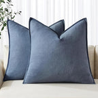 MIULEE Decorative Linen Euro Sham Pillow Covers 24x24 Inch Blue Ashes | Boho by MIULEE
