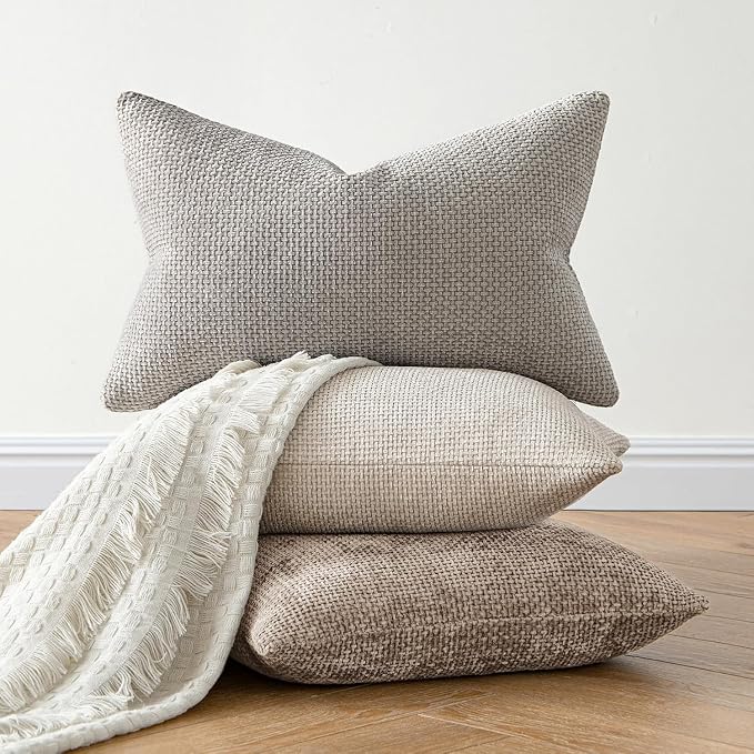 MIULEE Decorative Light Khaki Euro Sham Pillow Covers 24x24 Inch 2 Pack | - Image 4