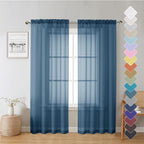 Dusty Blue Sheer Curtains 72 Inches Long 2 Panels, Light Filtering Voile by Lecloud