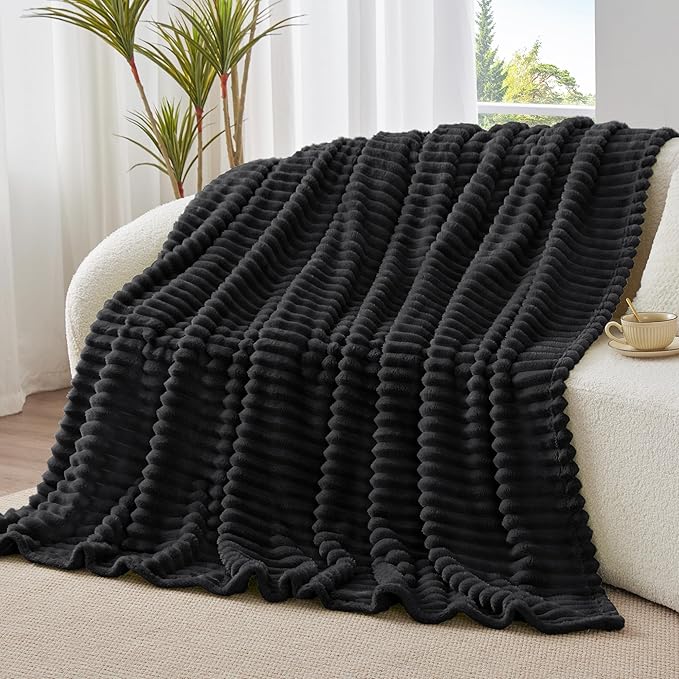 BEDELITE Ribbed Fleece Throw Blanket - Image 2