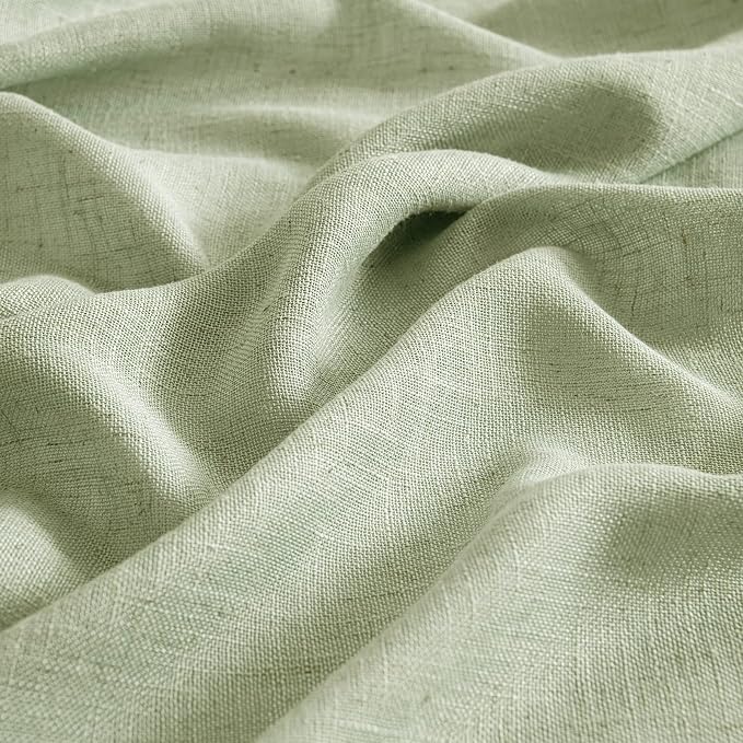 MIULEE Sage Green Linen Curtains 42x63 Inch Length 2 Panels - Image 4