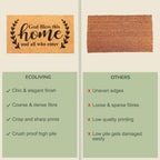 Welcome Doormats, Natural Coco Coir Mats with Non-Slip PVC Backing, Indoor Outdoor Mats for Home & Office, Mats for Door with God Bless This Home Print, Beige & Black, 30"x17"