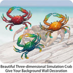 John's Studio Metal Crab Sea Wall Decor Outdoor Garden Hanging Art Sculptures Home Ocean Theme Decorations for Kitchen Bathroom and Pool - 3 PCS