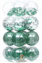 Sea Team Shatterproof Clear Plastic Christmas Ball Ornaments Decorative Xmas Balls Baubles Set with Stuffed Delicate Decorations (100mm/3.94 inch 16-Pack, Green)