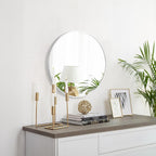Fabuday Silver Circle Mirror for Wall 20 inch - Round Mirror for Bathroom, Entryway, Living Room, Hallway, Bedroom Decor, Small Matte Frame Mirrors
