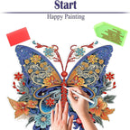 Diamond Painting Kits for Adults Beginners, 5D Full Drill Flowers and Butterfly Crystal Art Desktop Ornament, DIY Single Sided Home Office Desk Decor, Creative Craft Gift Set with Tools