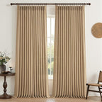 Pinch Pleated Rust Brown Semi Sheer Bedroom Curtains 96 Inches Long 2 Panels Set by PleatedDrapes