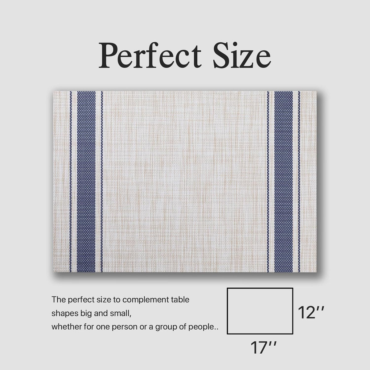 Placemats Set of 8 - Easy Clean Woven Vinyl Placemats for Dining Table, Indoor/Outdoor Place Mats, Washable PVC Table Mats（Blue Skyline）