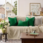 GIGIZAZA Green Velvet Pillow Covers 20x20 Decorative Pillows Pack of 2 | Throw - Image 3
