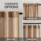 MIULEE Light Brown Linen Curtains 52x54 Inch Length 2 Panels - Image 3