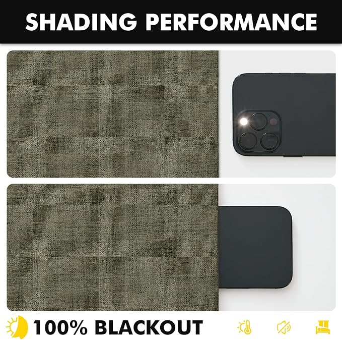 MIULEE 100% Blackout Linen Curtains 42 x 96 Inch Light Olive Green 2 Panels | - Image 7