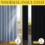 NICETOWN Full Blackout Back Tab Linen Curtains 84" Long 2 Panels Set, Boho-Chic - Image 5