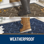 OLANLY Front Door Mat Outside 71x47, All-Season Absorbent Rubber Doormat | Blue - Image 3