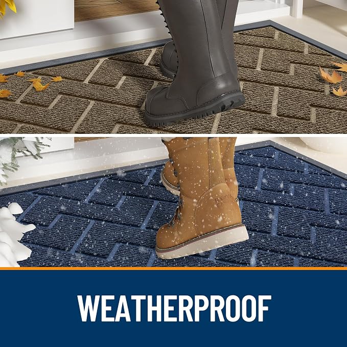 OLANLY Front Door Mat Outside 71x47, All-Season Absorbent Rubber Doormat | Wine - Image 3