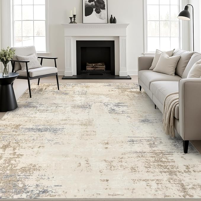 5x8 Area Rug Living Room: Modern Washable Soft Carpet Beige Brown | by FXRHLP